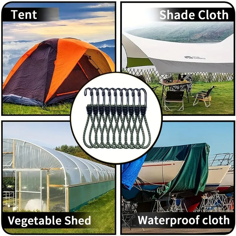 5pcs Tent Elastic Rope Cord Hook, Separable,Elastic Rope Outdoor Camping Canopy Tarp Tent Fixing Cord String Hooks Additions