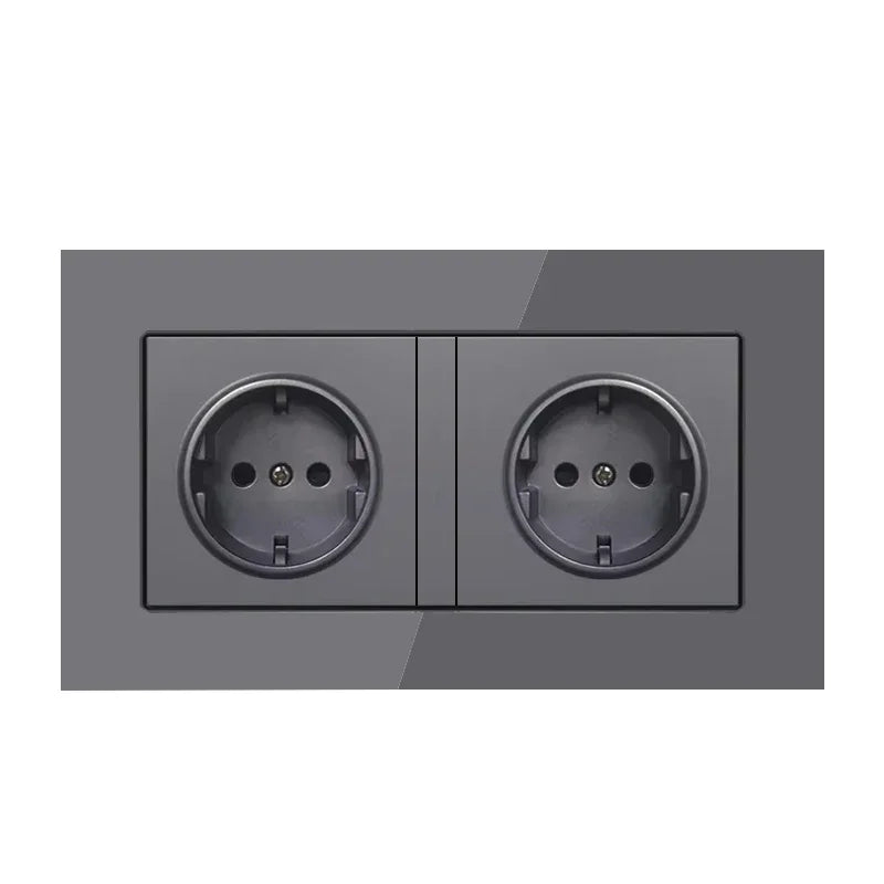Depoguye White 16A EU standard power socket, crystal glass panel wall plugs socket, 220V electrical outlet Korea 86mm*86mm