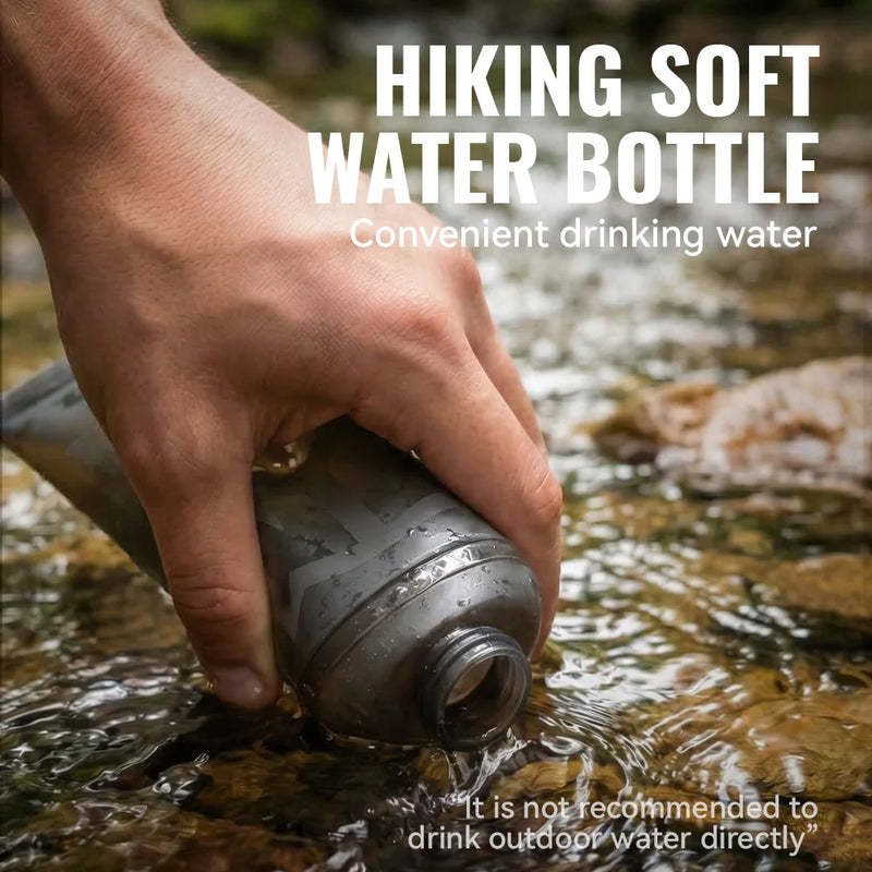 WRELS TPU Soft Water Bottle BPA‑Free Collapsible Flask Leakproof Soft Flask Hiking Climbing Marathon Sports Hydration Pack