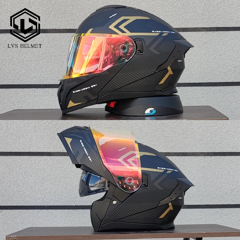 2025 latest motorcycle helmet modular flip helmet casque moto semi full duplex helmet suitable for both men and women LVS-909