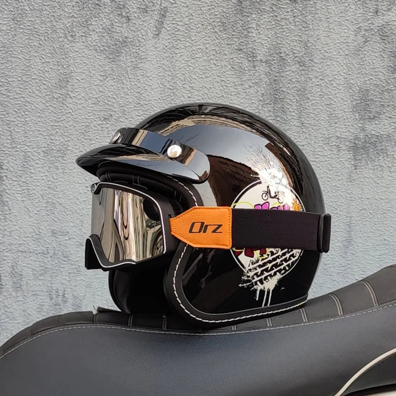 ORZ High-Quality Motorcycle Retro Helmet 3/4 Semi Covered Helmet Couple Scooter Cascos Para Moto Capacetes De Moto