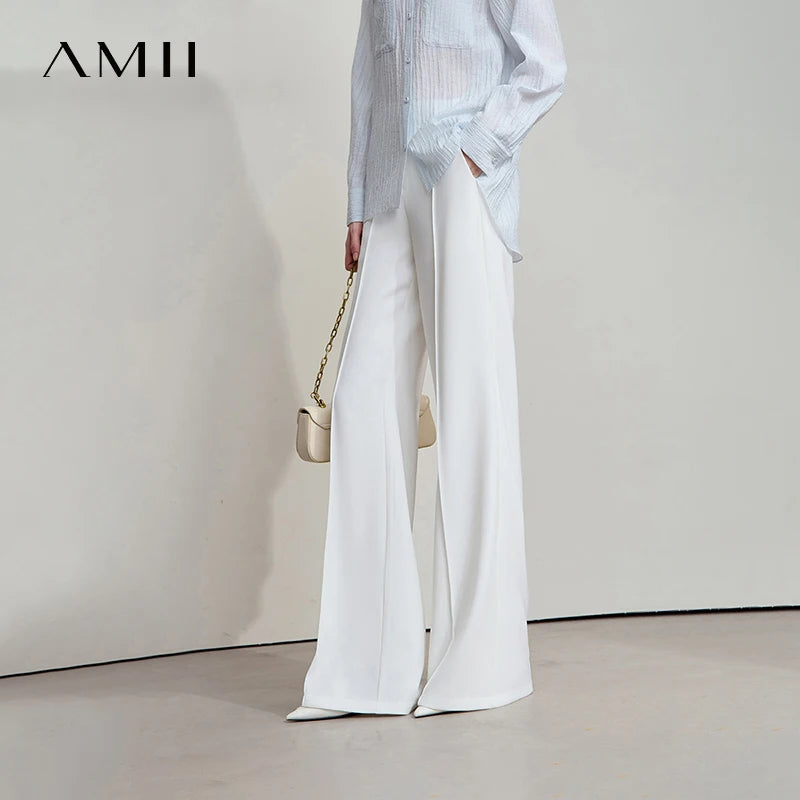 ខោ AMII Minimalist សម្រាប់នារី ពណ៌ស រដូវស្លឹកឈើជ្រុះ ឆ្នាំ២០២៦ ខោស្លីមសម ខោធម្មតា សម្រាប់នារីការិយាល័យ ខោហើម ប្រឆាំងស្នាមជ្រួញ សម្រាប់ប្រចាំថ្ងៃ 12523127