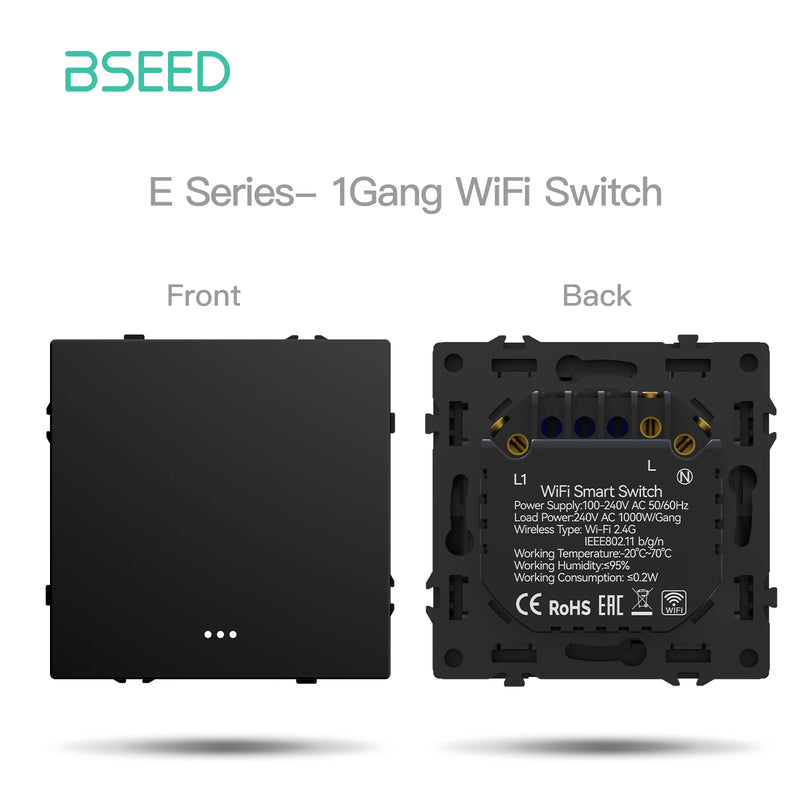 BSEED WIFI Button Switch Module 1/2/3/4Gang Smart Light Switch DIY Part Plastic Frame Smart Socket Components Tuya Smart Life