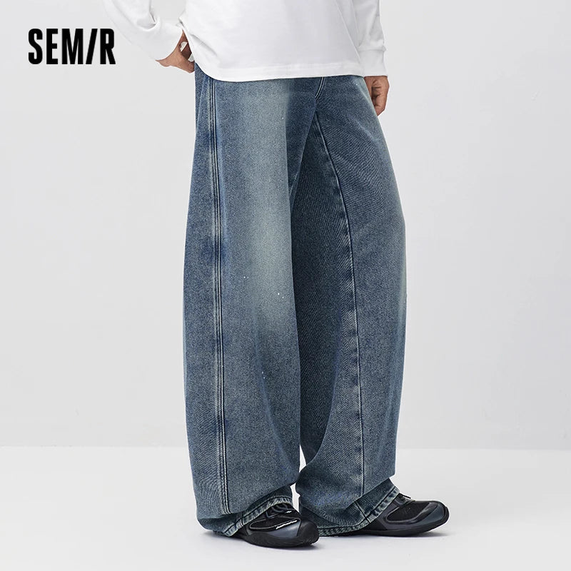ខោខូវប៊យ Semir សម្រាប់បុរស រចនាបថ Vintage Wash ក្រណាត់ Brushed រលុង ជើងកោង ឆ្នាំ 2026 ថ្មី រដូវរងា ស្លៀកប្រចាំថ្ងៃ ស្ទីលធម្មតាបែបទីក្រុង