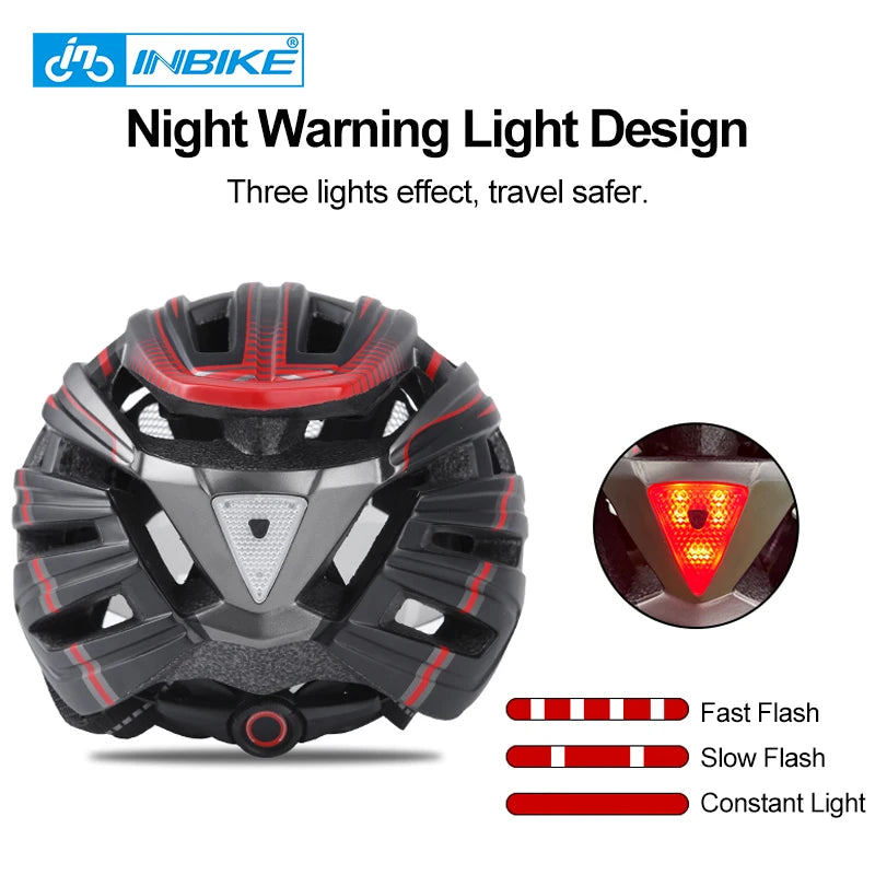 INBIKE Bicycle Helmet Man Ultralight Helmets for Cycling MTB Road Men's Bike Helmet  Mountain with Goggles Taillight Accessories