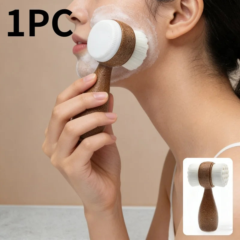 1pc Coconut Fiber Facial Brush,Double-Sided Exfoliating Manual Cleansing Brush, Soft Bristles for Deep Cleaning. facial brush