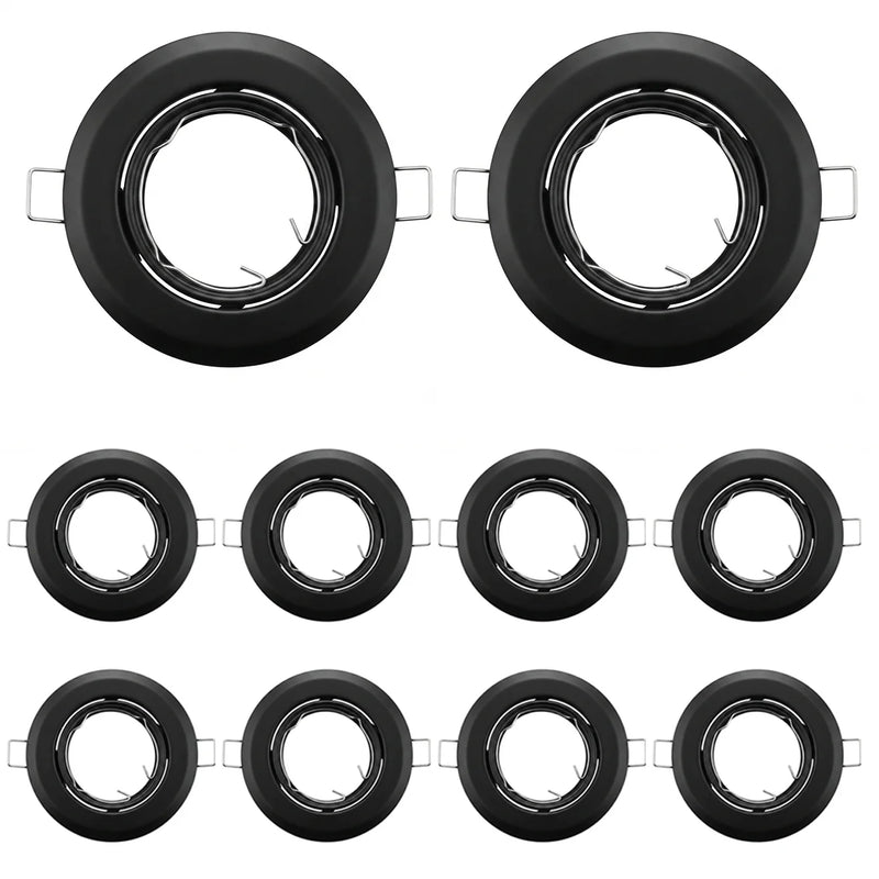 JOYINLED 2/6/10PCS Adjustable Recessed Spotlight Frame Black LED Ceiling Downlight Trim Housing for GU10 MR16 Bulbs Fixture