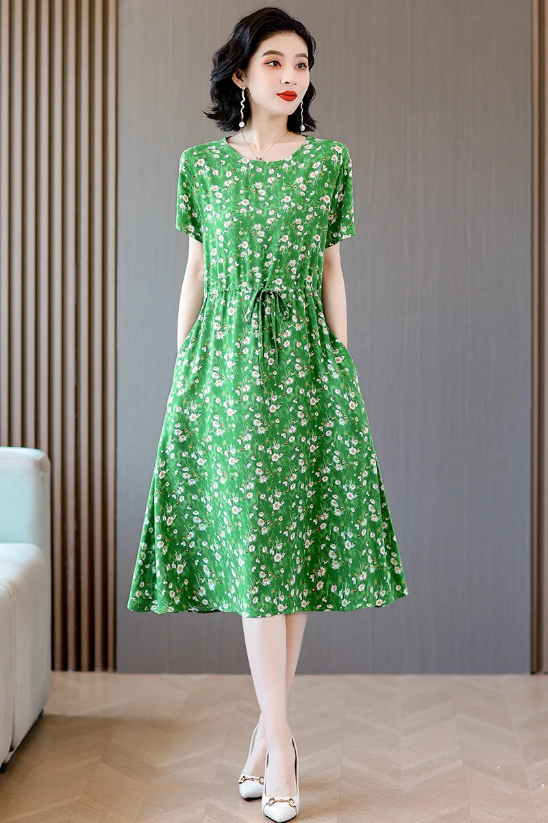 អាវទ្រនាប់សម្រាប់នារី XL-6XL អាវទ្រនាប់រដូវក្តៅដៃខ្លី បោះពុម្ពលើក្រណាត់កប្បាស សម្រាប់ម្តាយវ័យកណ្តាល