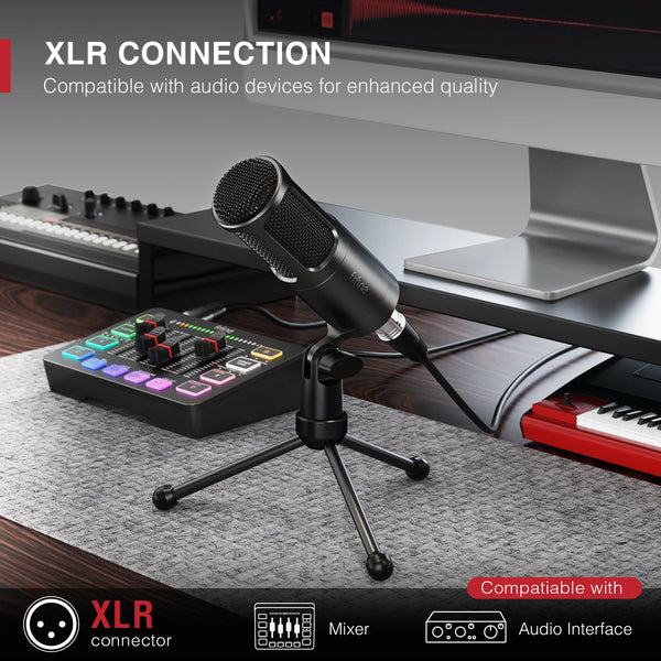 មីក្រូហ្វូនឌីណាមិក FIFINE XLR, មីក្រូហ្វូនផតខាសសំឡេងជាមួយលំនាំ Cardioid, មីក្រូហ្វូនដែកសម្រាប់ស្ទ្រីម/ថតសំឡេង/ថតវីដេអូ, K669D