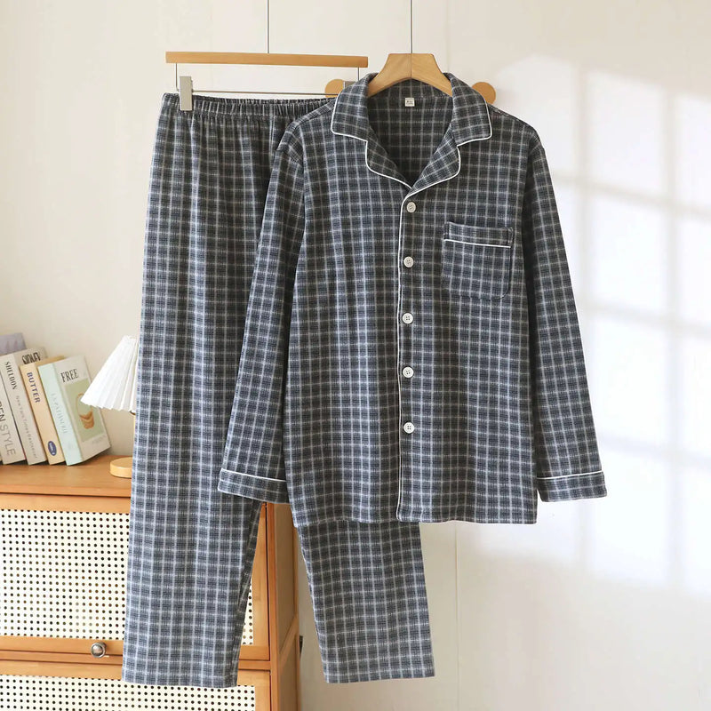 Plaid Pajamas Set Sleepwear Women Home Wear Autumn Winter New Couple Set Long Sleeves Pyjamas Suit Pijama Women Men Loungewear