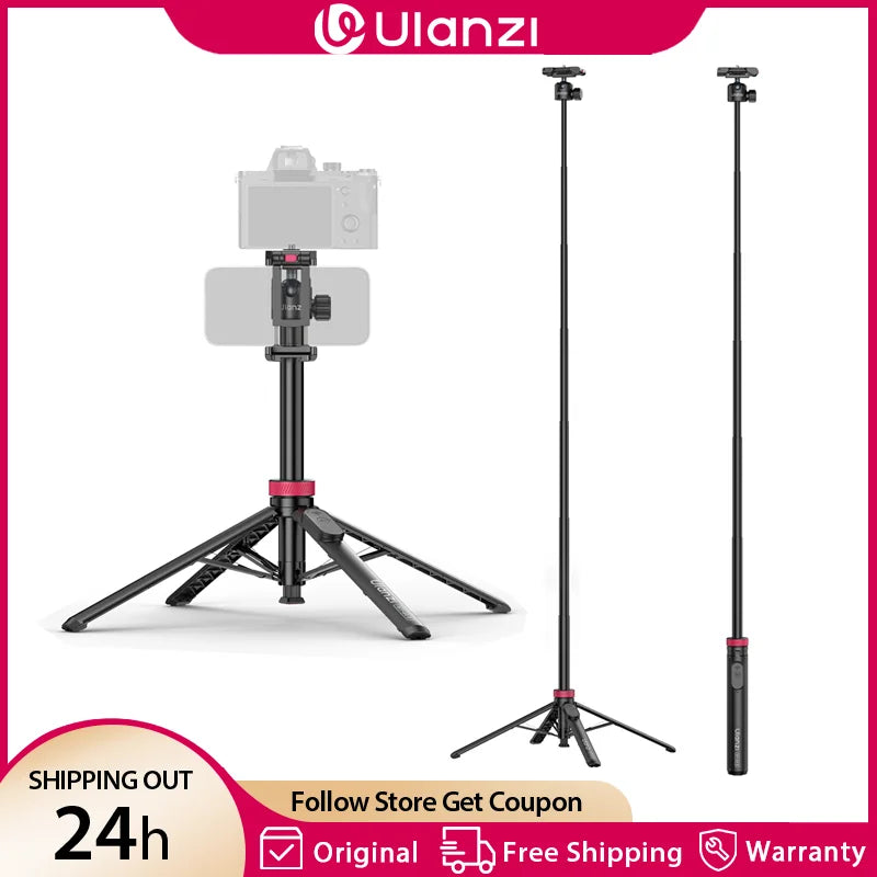 Ulanzi MT44B 1.5M 2-in-1 Selfie Stick Tripod ជើងទម្រសម្រាប់ទូរស័ព្ទ ជើងទម្រសម្រាប់ iPhone 17 16 Android កាមេរ៉ា DSLR Vlog Live