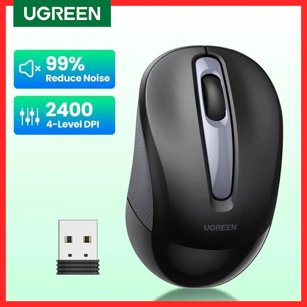 UGREEN Mouse Wireless Ergonomic Shape Silent Click 2400 DPI For MacBook Tablet Computer Laptop PC Mice Quiet 2.4G Wireless Mouse