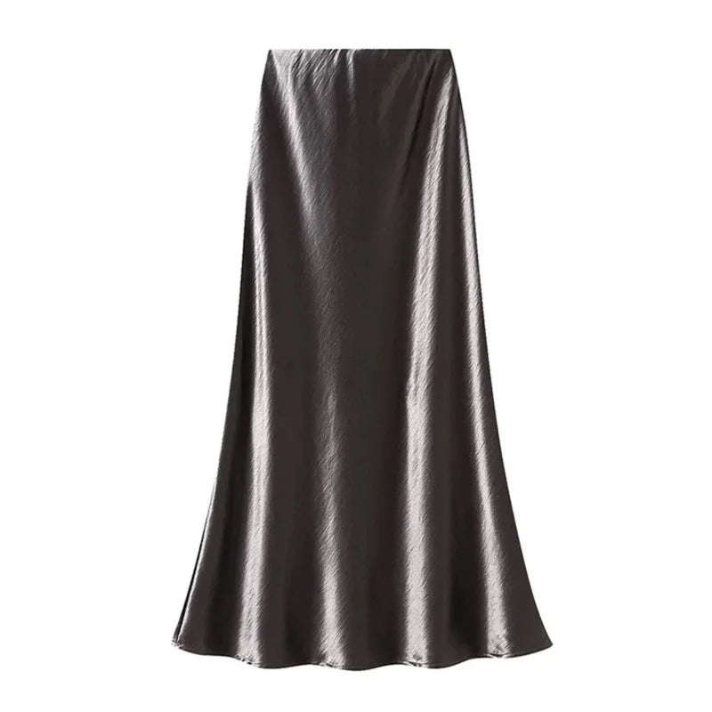 New Fall for Women: Black Glossy Pencil Skirt, Light Purple High-waisted Fishtail Skirts, Available in Beige, Gray, Brown, Red.