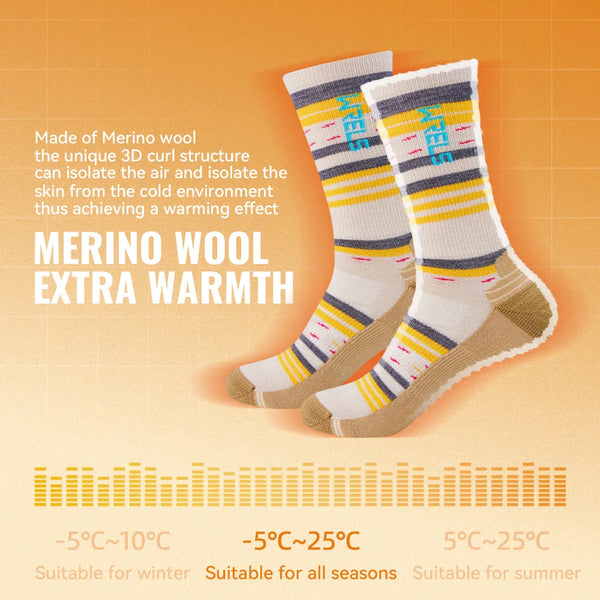 WRELS 1/2/3pairs Merino Wool Socks Moisture Wicking Warm Thermal Hiking Socks Breathable Cushion Hiking Running Compression Sock