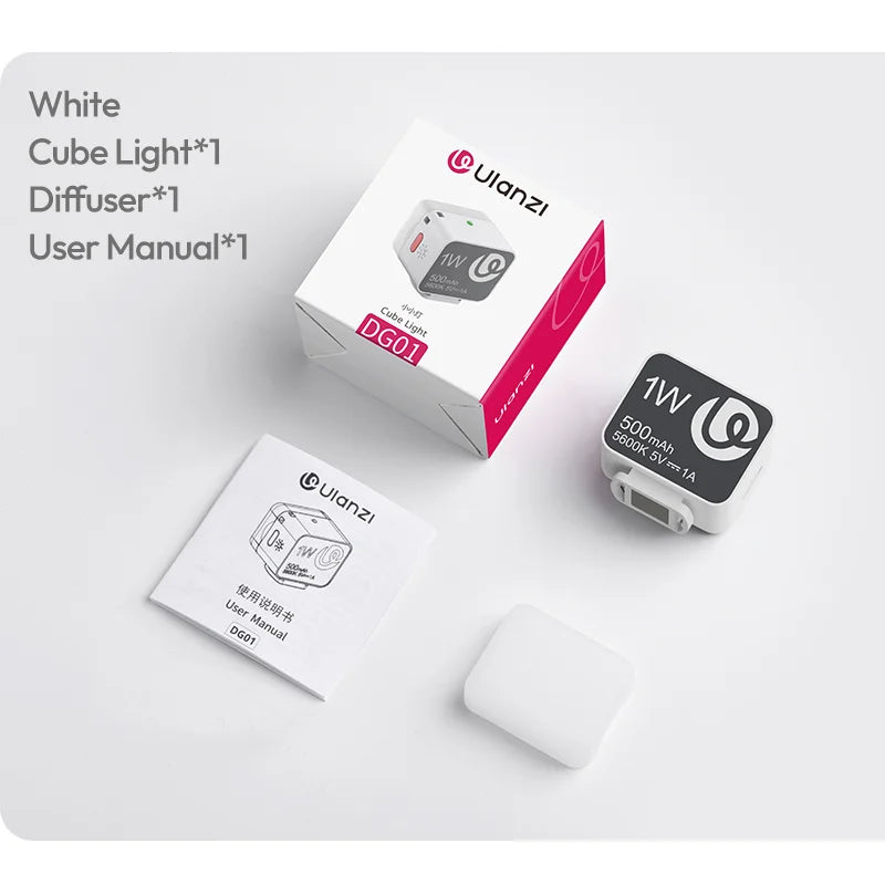 ភ្លើងវីដេអូ Ulanzi DG01 Mini Cube Light 5600K សម្រាប់កាមេរ៉ា Canon Sony Nikon DSLR Tripod ជាមួយ Cold Shoe Magnet Mount សម្រាប់ Vlog Live