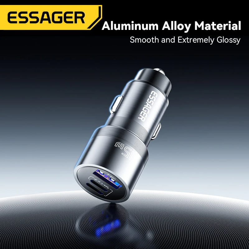 Essager IP Port Car Charger USB Type C PD QC 3.0 PPS 45W Fast Charging for iPhone 15 MacBook Samsung Xiaomi Mobile Phone Charger