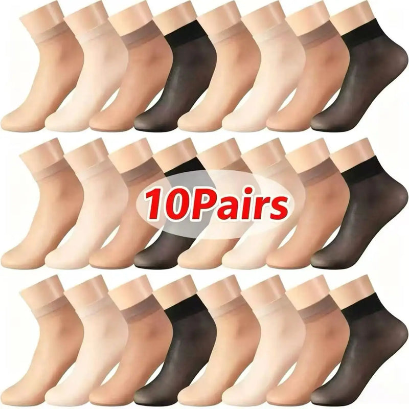 Women's Summer Anti-Hook Silk Short Stockings Transparent Core Wrapped Small Chili Design for Fashionable Legwear