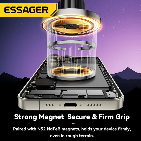 Essager RGB Magnetic Car Phone Holder Qi 15W Wireless Charger For IPhone17 16 15 14 Pro for Magsafe Universal Phone Holder Stand