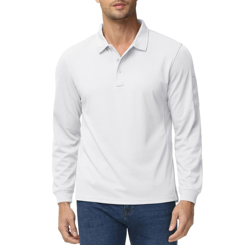 TACVASEN Mens Long Sleeve Collared T-Shirt 3 Button Quick Dry Performance Golf Shirt Athletic Casual Basic Tops Moisture-Wicking