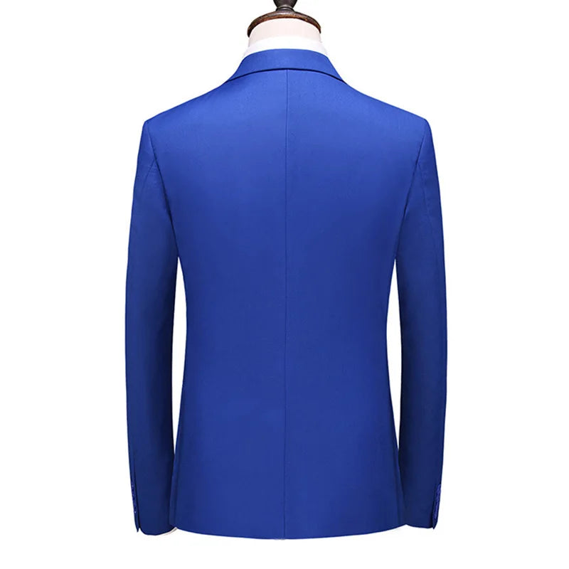 Men's Blue Long-sleeved Suit Jacket, Double-breasted Business Coat, Asian Size Slim fit Blazer,Available in Green,Red,Black,Gray