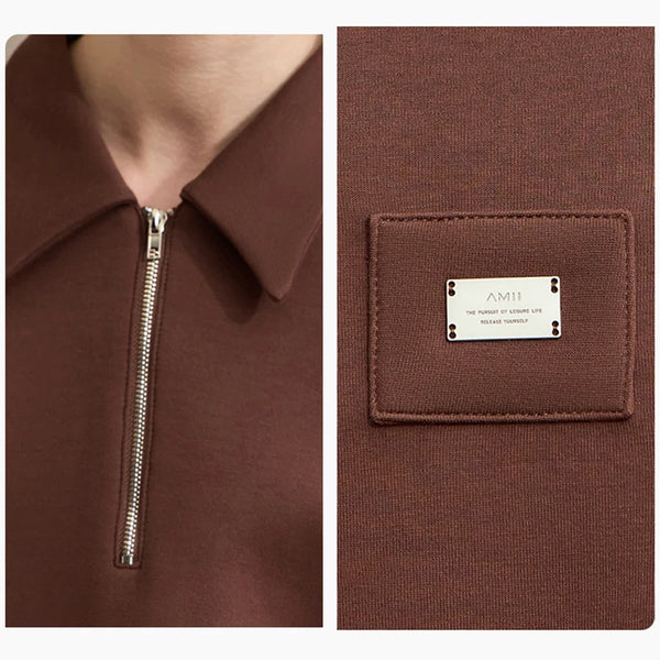 អាវយឺត Amii Minimalism Hoodies ស្ត្រី 2026 រដូវស្លឹកឈើជ្រុះថ្មី Lapel Zipper Casual Loose Pullovers Sweatshirts សម្រាប់ស្ត្រី Cotton Solid Top12443154