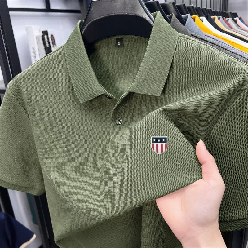 High-End Luxury Man T-Shirt Polo Shirt Lapel Button Pattern Printing Various Colors British Style Summer Leisure Golf Men's Wear