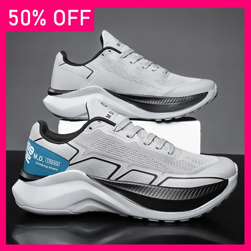 Mens Running Shoes 2026 New Trendy Mesh Breathable Lightweight Cushioning Daily Leisure Fashion Lace-up Sneakers for Men