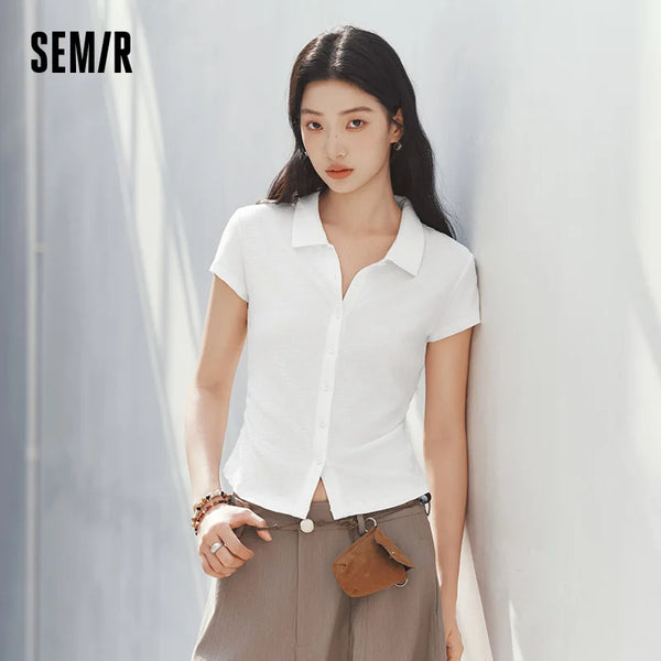 អាវប៉ូឡូនារី Semir ឆ្នាំ ២០២៦ ខ្លី រាងស្លីម លំនាំ Jacquard ស្រាល ធម្មតា ទន់