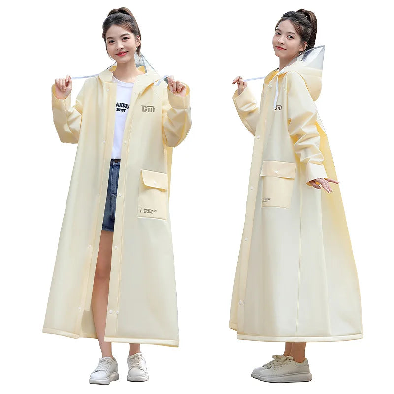 អាវភ្លៀង Poncho វែងពេញប្រវែងប្រឆាំងនឹងព្យុះភ្លៀងសម្រាប់មនុស្សពេញវ័យដែលពាក់ឡានអគ្គិសនី