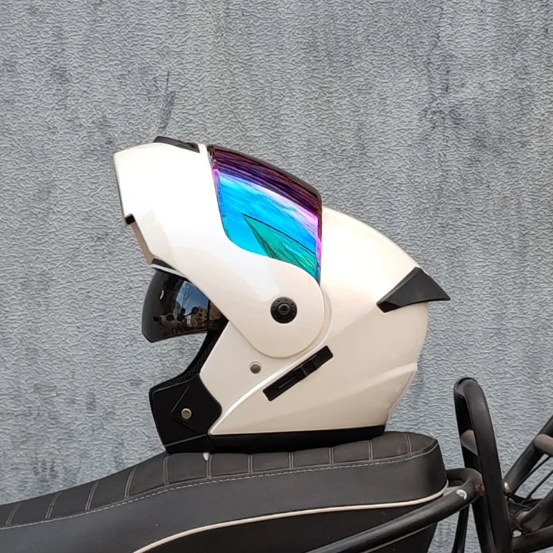 Adult dual lens flip helmet off-road racing modular Cascos Para Moto men's and women's fashionable full face motorcycle helmet