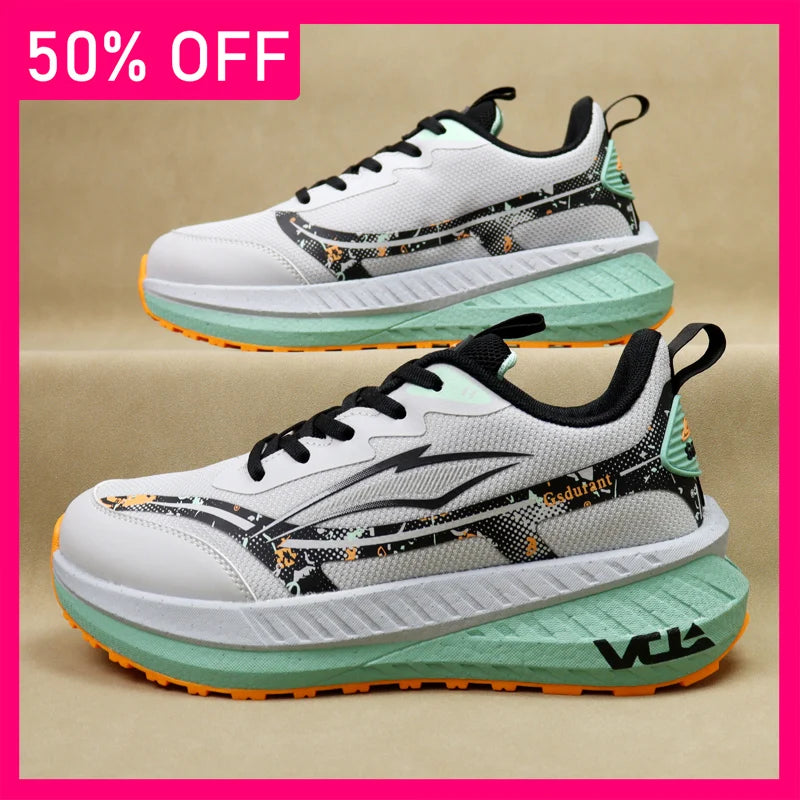 Men Sports Shoes Breathable Mesh Lightweight Outdoor Fitness Shoes New Thick Soled Fashionable Lace Up Jogging Shoes for Men