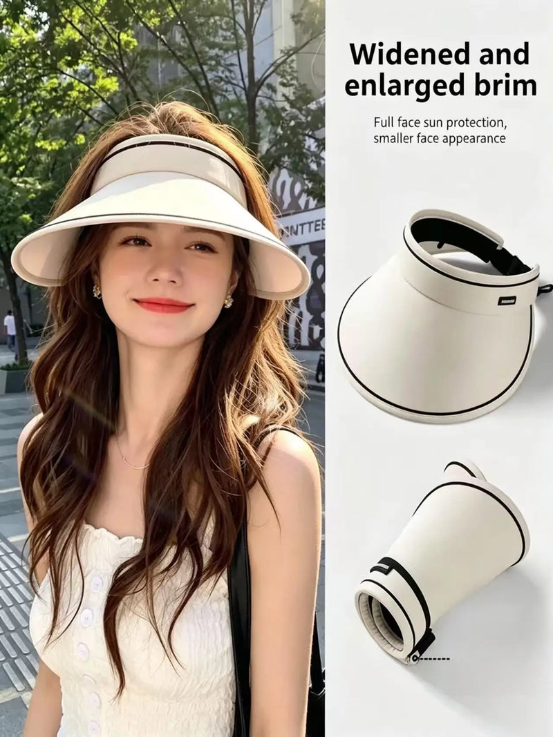 Summer Large Brim Sunshade and Sun Protection Hat, Women's Empty Top Hat, 2024 New UV Resistant Sun Hat, Versatile