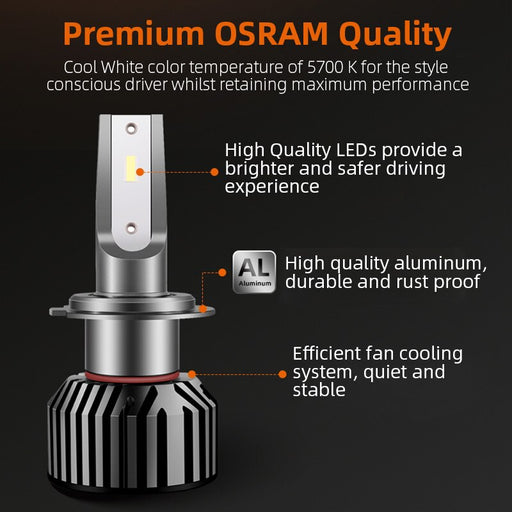 OSRAM 24V LED Truck HL Classic Head Light H7 28W 5700K Cool Bright White LED Auto High Low Beam Original Bulbs 82250CW, Pair