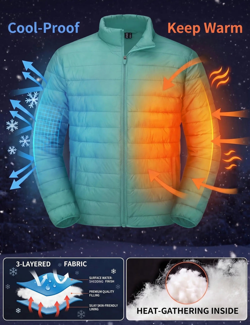 TACVASEN Men's Winter Puffer Quilted Lightweight Waterproof Warm Down Jacket Windproof Jacket For Outdoor Wear With 2 Pockets