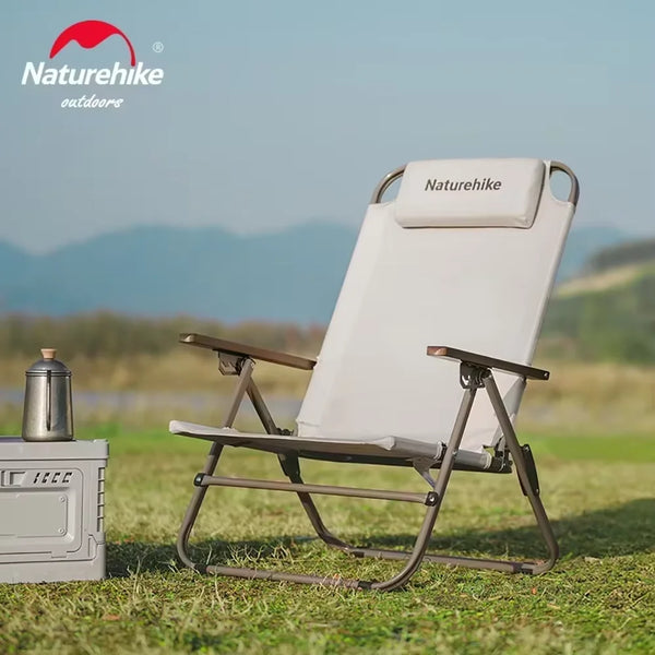 Naturehike T02 Adjustable Folding Chair Recliner Camping Supplies High Back Lounging Outdoor Portable Backrest Relax Leisure Fit