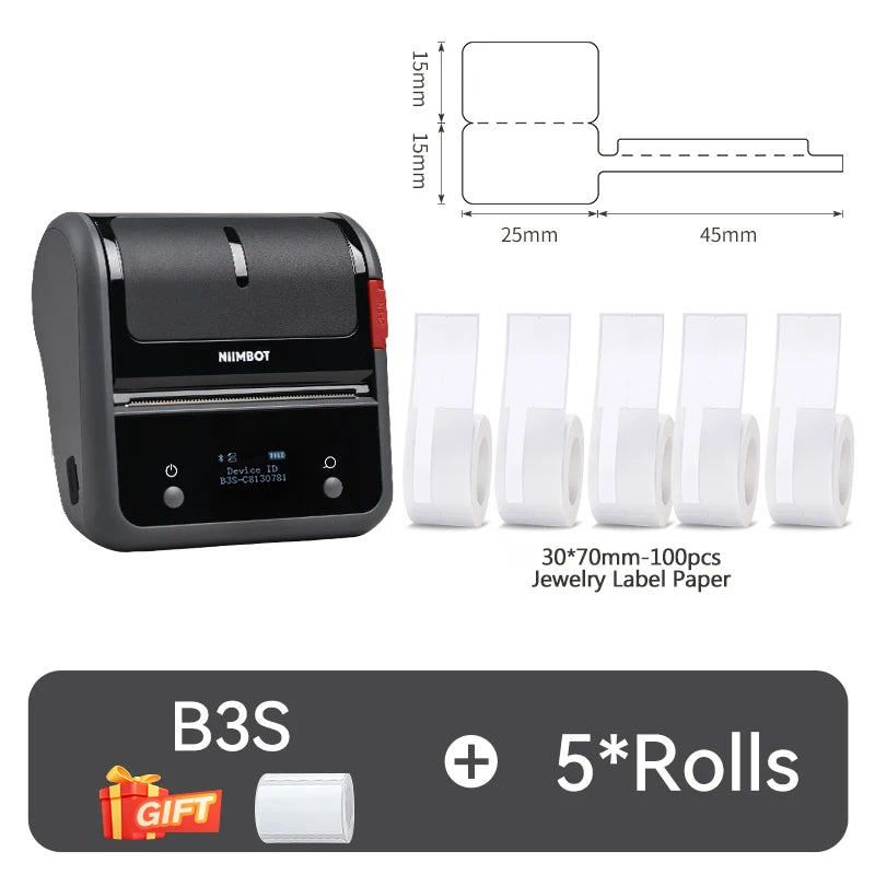 NIIMBOT B3S Portable Thermal Printer Barcode Self-adhesive Pocket Label Printer Mini Sticker Maker For Jewelry ClothingCommercia