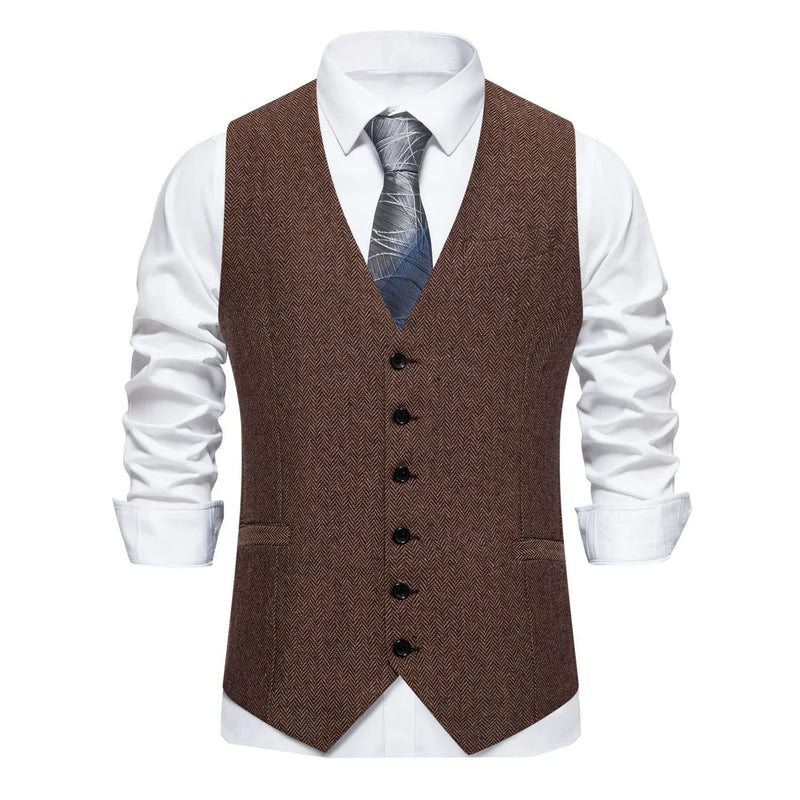 Men's Red Striped Sleeveless Vest, Single Breasted V-Neck Suit Vests, Wedding/Party/Business/Office Waistcoat, Europe Size S-XXL