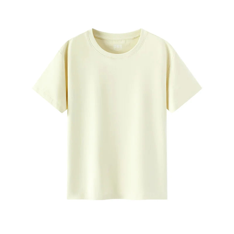 Semir Women Tshirt Solid Color Slim Fit Crew Neck Short Sleeve Summer 2026 Versatile Casual Everyday Fashion Top
