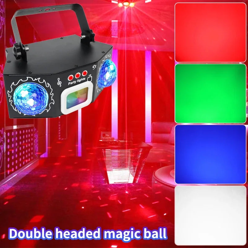 DJ Disco Laser Projection Strobe Light Party Lights Voice Remote Control for Halloween Birthday Party Family Carnival Decoration