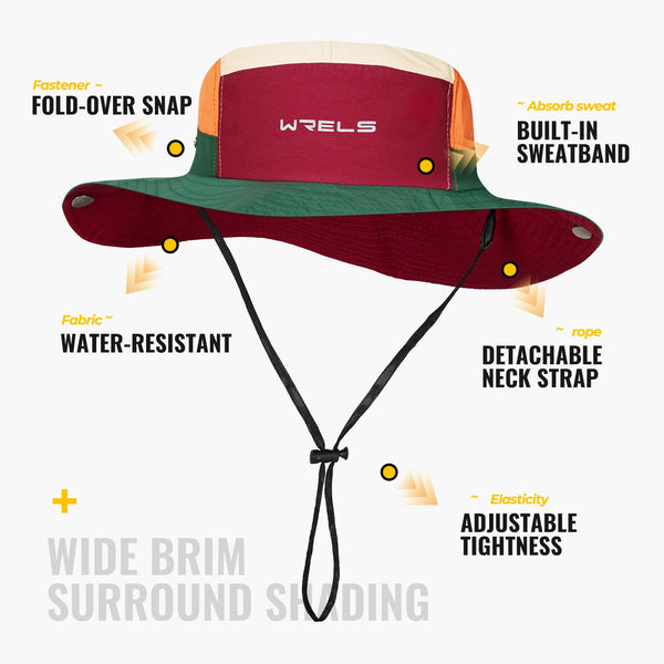 WRELS Sun Hat Wide Brim UV Protection Bucket Hat Foldable Breathable Mesh Fishing Safari Hat Men Women Hiking Travel Boonie Hat