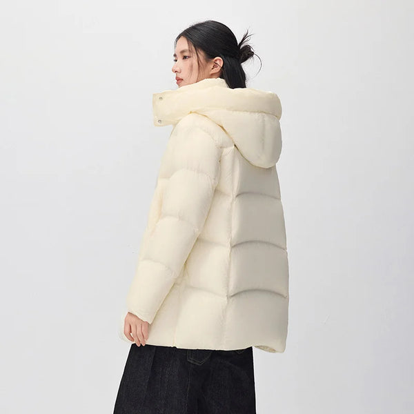 Semir Women Down Jacket Mid Length 90 Percent Down Fill Detachable Hooded Water Repellent 2026 New Winter Daily Wear