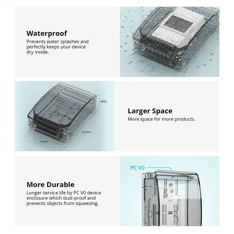 SONOFF Waterproof Box R2 IP65 Water-Resistant Larger Space Compatible with TH Elite POW Elite M5 TX Utilmate NSPanel Pro