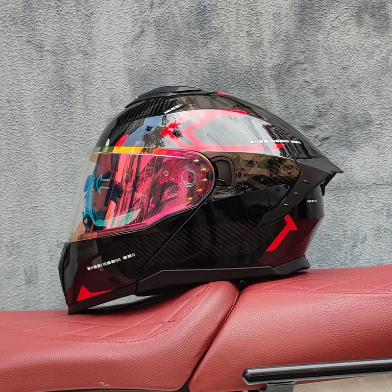 2025 high-quality motorcycle helmet dual lens modular flip helmet Casco para Motos road off-road travel full helmet capacity