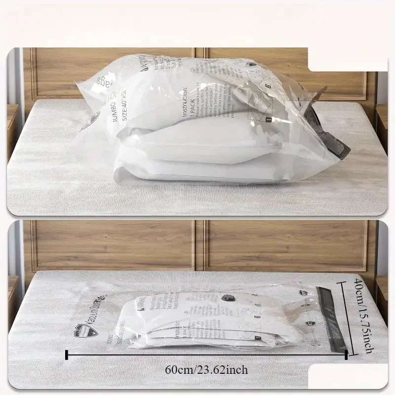 4pcs Vacuum Storage Bags with Hand Pump | Space-Saving Airtight Compression for Clothes, Bedding, Blankets