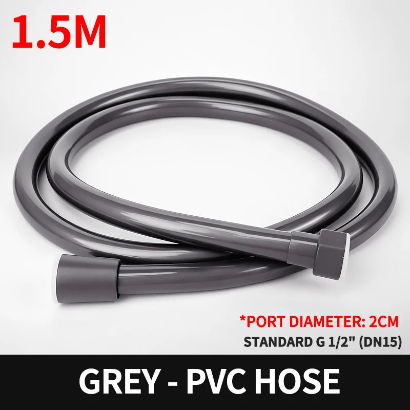 ទុយោទឹកផ្កាឈូក PVC ដែលអាចបត់បែនបានជាសកល ទំហំ 1.5/2 ម៉ែត្រ ធន់នឹងការផ្ទុះ ប្រឆាំងនឹងការជាប់គាំង ជំនួសបំពង់ទឹកសម្រាប់ក្បាលម៉ាស៊ីនទឹកងូតទឹកបន្ទប់ទឹក