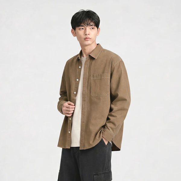 អាវបុរស Semir ដេរផ្ទុយ សម្លៀកបំពាក់ធ្វើការ មានហោប៉ៅ រលុង ទន់ភ្លន់ ស្ទីលធម្មតា អាវរដូវស្លឹកឈើជ្រុះ ស្លៀកប្រចាំថ្ងៃ 2026