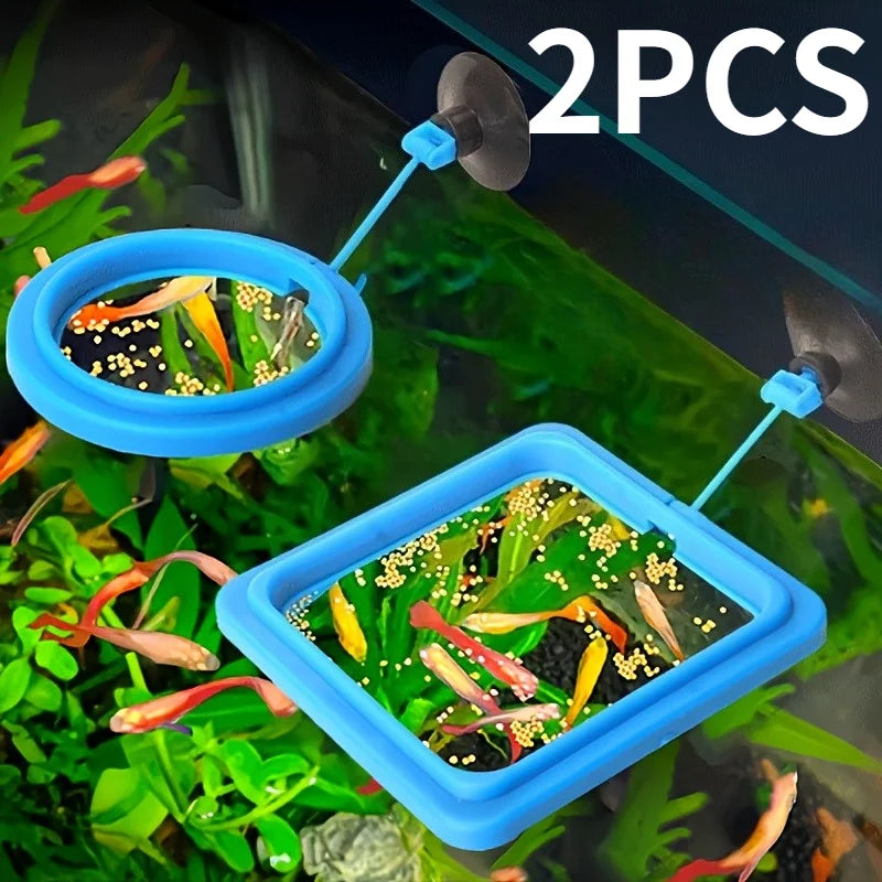 2pcs Floating Fish Food Feeding Ring System,No-Residue Aquarium Fish Food Dispenser.Non Slip Aquarium Feeding Ring.