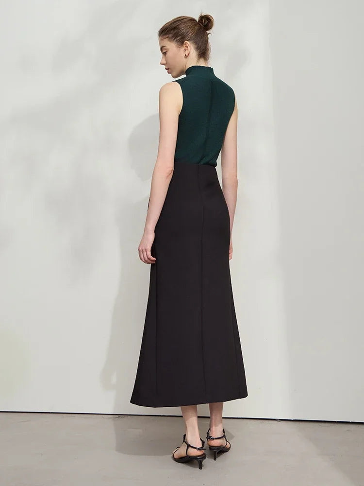 AMII Minimalist Skirt Mermaid For Women 2026 Summer New Elegant Office Lady Solid Mid Length Slim Thin Elastic Skirts 12521065