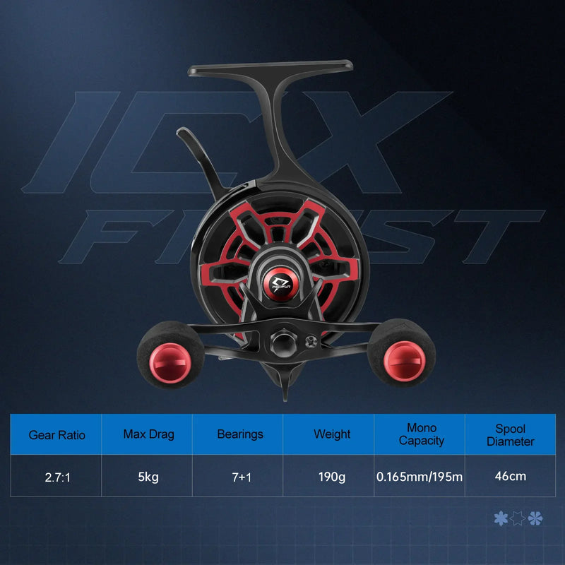 Piscifun ICX Frost Inline Ice Fishing Reel Innovative Structure Design Magnetic Drop System Large Spool Diameter 7+1 Shielded BB