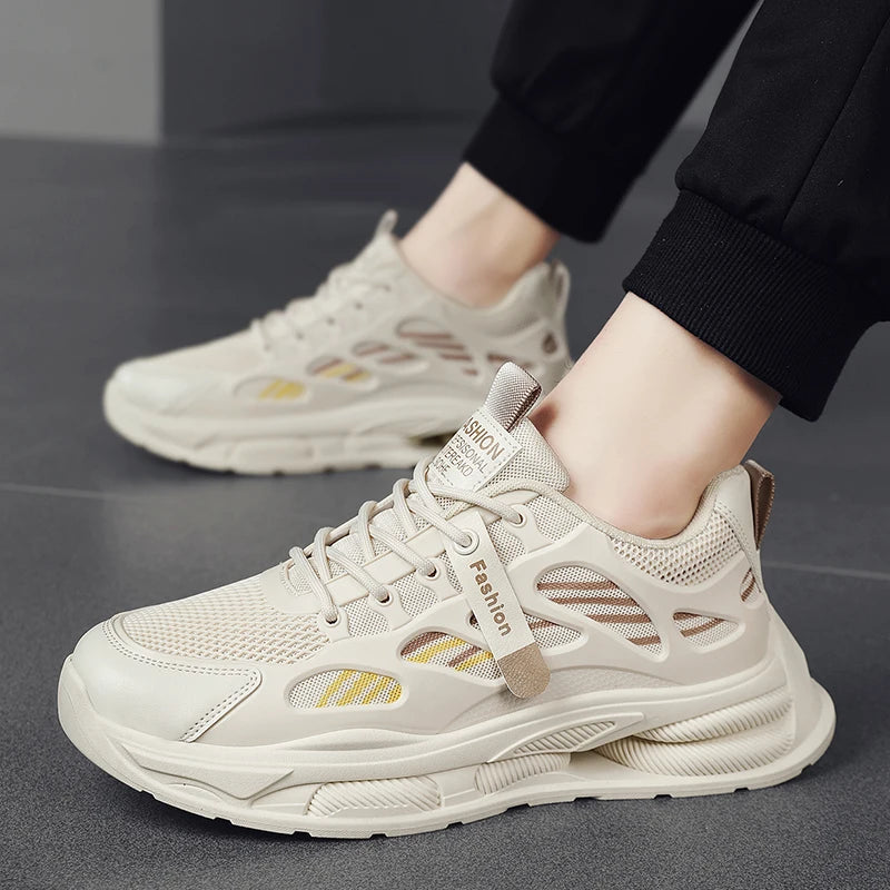 Men's mesh casual sneakers four seasons new breathable light outdoor racing running shoes fashion students speed sports shoes